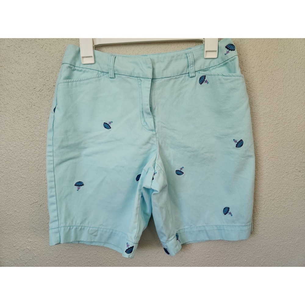 B. Moss Clothing Light Blue Umbrella Pattern Shorts Womens Size 4 Inseam 10"